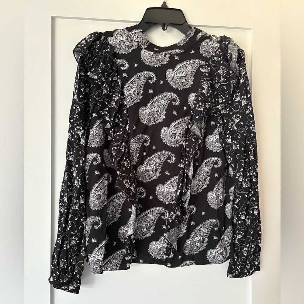Ted Baker Tiasey Black and White Paisley Blouse- size 2